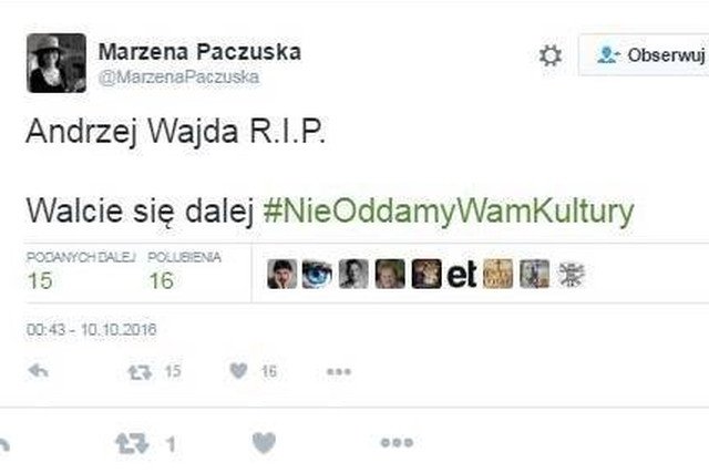 Znani reżyserzy oburzeni wpisem Marzeny Paczuskiej.