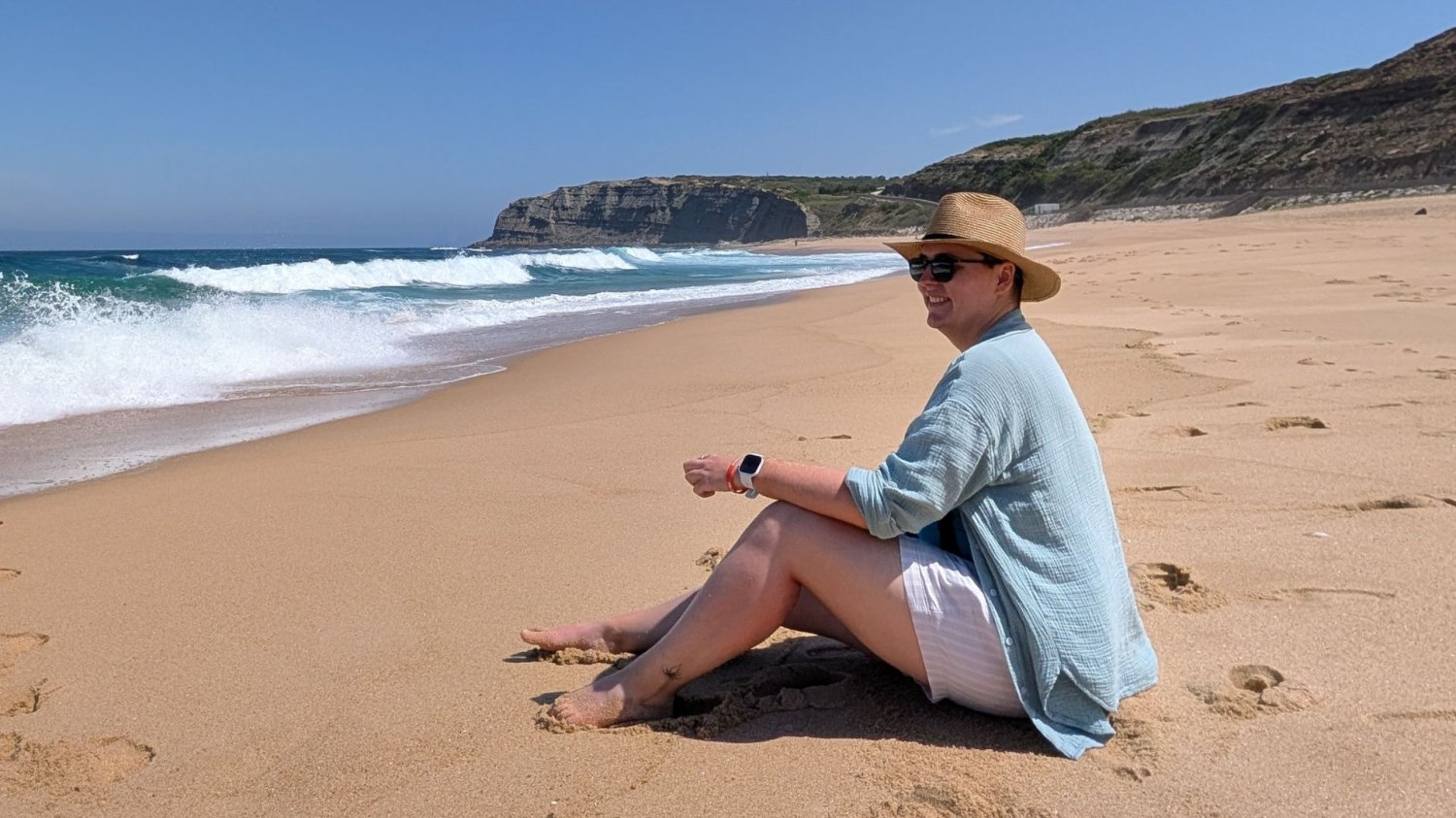 Huawei Watch Fit 5 PRO na plaży w Portugalii