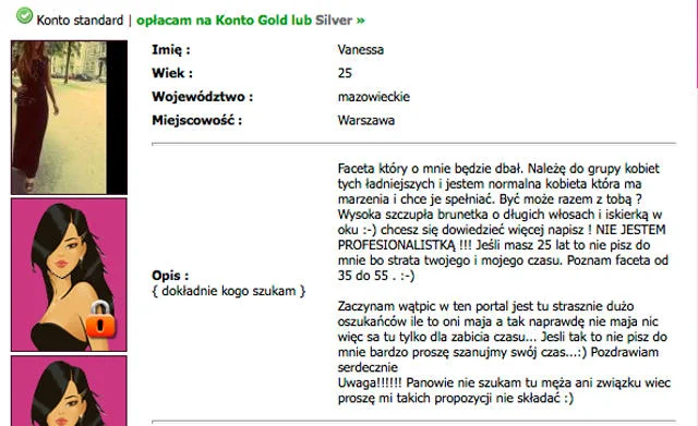 Pomimo niezbyt udanych doświadczeń na tym portalu Vanessa się nie poddaje