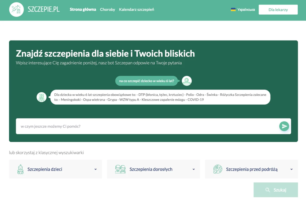 strona głowna platformy Szcepie.pl