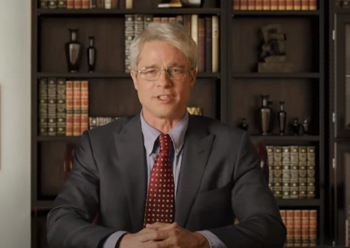 Brad Pitt w programie Saturday Night Live, gdzie wcielił się w rolę wirusologa, dr Fauci, wyśmiewającego Trumpa po wypowiedzi w sprawie detergentów pomagających rzekomo na covid-19