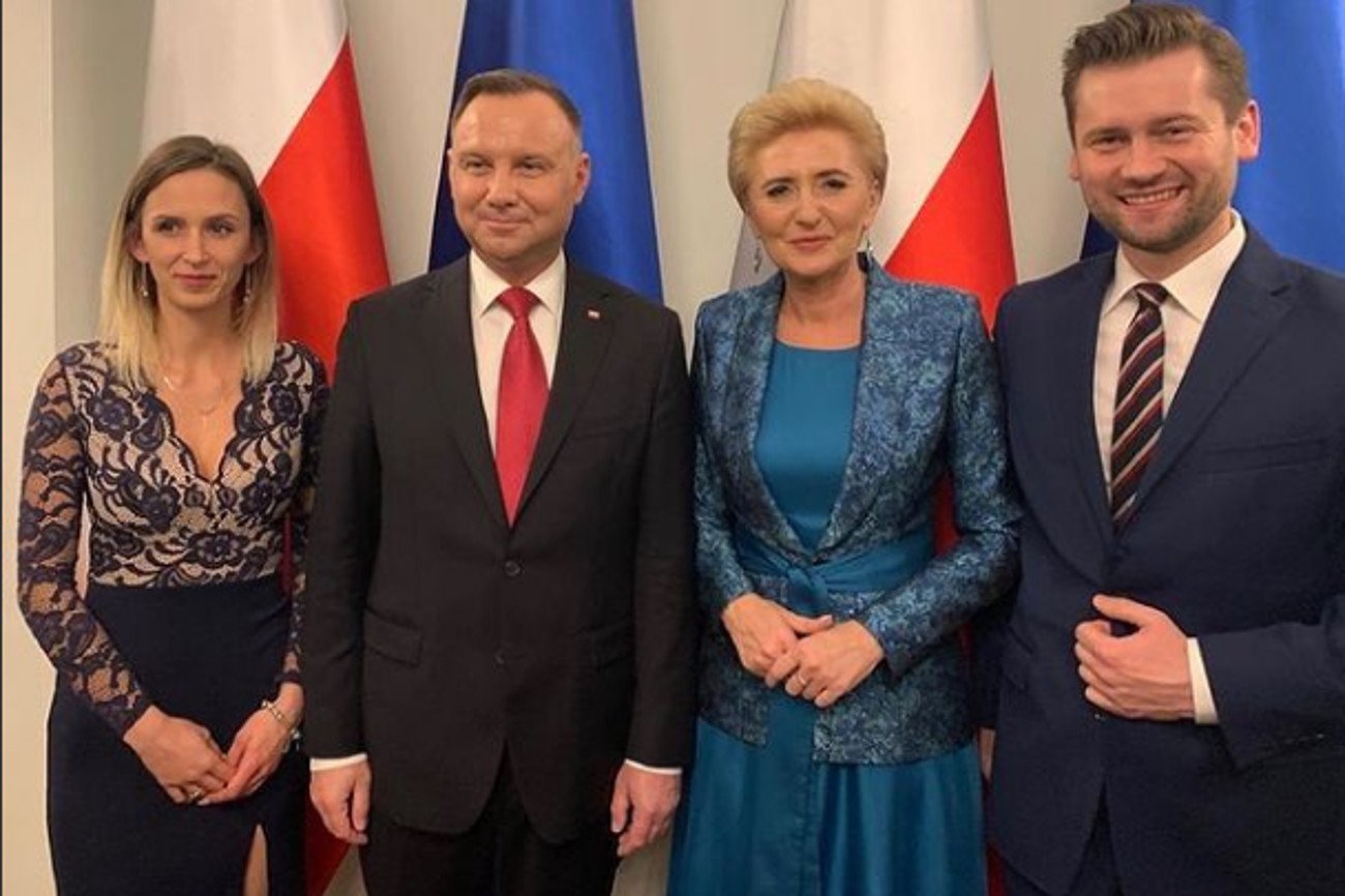 Kamil Bortniczuk wraz z żoną Anną Kozubek-Bortniczuk z wizytą u pary prezydenckiej