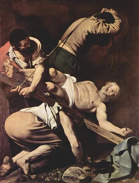 Ukrzyżowanie św. Piotra pędzla Michała Anioła Caravaggio.