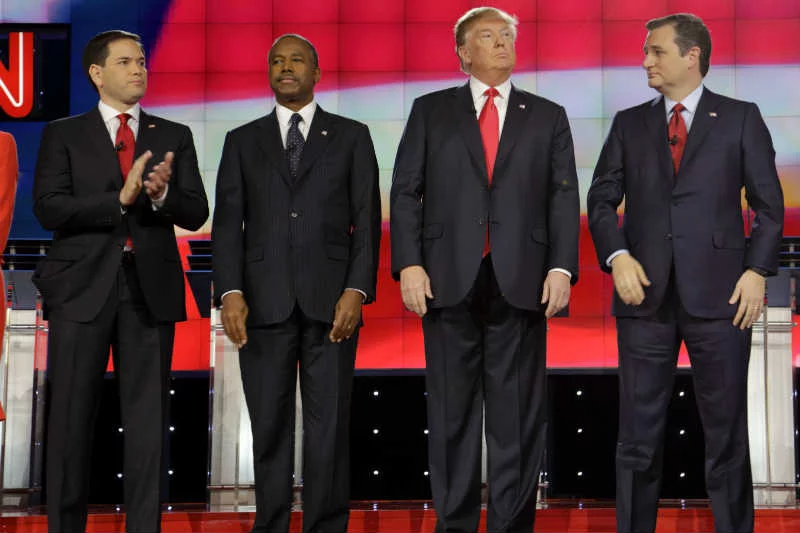Marco Rubio zaatakował Donalda Trumpa sprawą "polskich robotników". Zdjęcie z debaty Republikanów z grudnia 2015 roku.