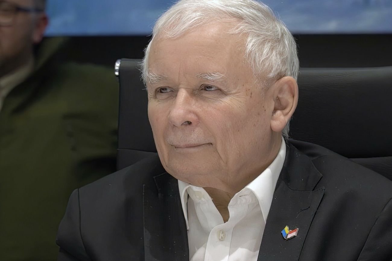 Jarosław Kaczyński podczas spotkania w Kijowie.
