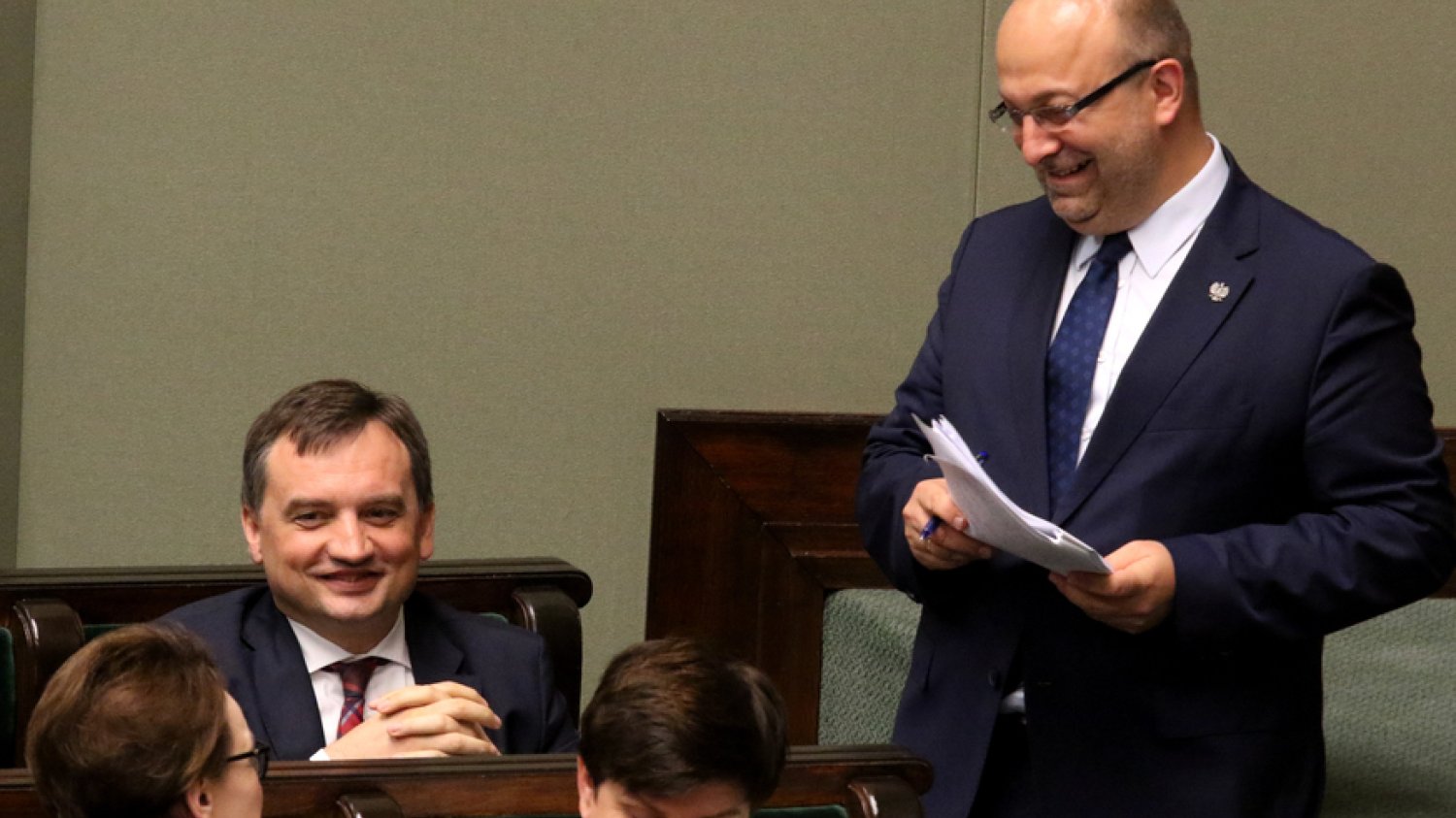 Lipiec 2018 r., drugie czytanie projektu ustawy PiS o sądach. Od lewej: minister edukacji narodowej Anna Zalewska , minister sprawiedliwości Zbigniew Ziobro, minister Beata Szydło, wiceminister sprawiedliwości Łukasz Piebiak.