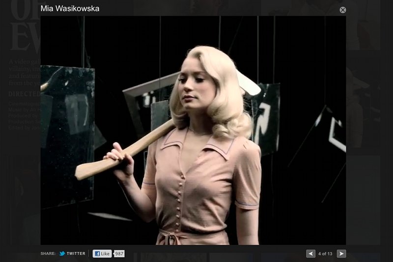 Mia Wasikowska z siekierą w filmiku z cyklu "A Touch of Evil"