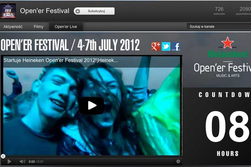 Profil festiwalu Open'er na YouTub'ie