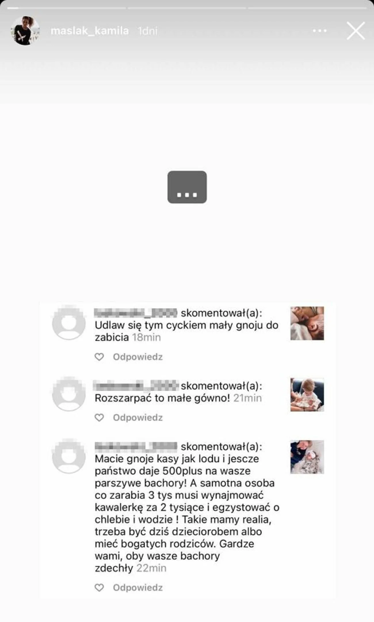 Kamila Nicpoń-Maślak opublikowała groźby śmierci w kierunku jej dzieci. Sprawa trafiła na policję