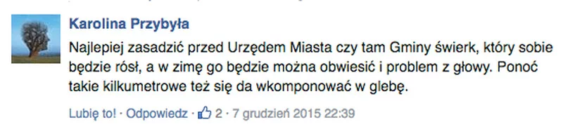 Komentarz pod artykułem: Biedroń zapowiedział, że choinki przed ratuszem nie będzie. I tym razem mieszkańcy Słupska są przeciw niemu