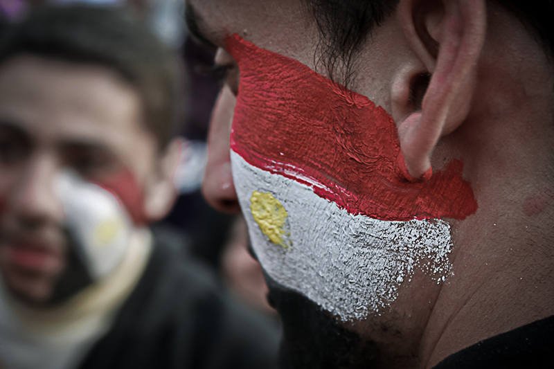 Egipcjanie protestujący na placu Tahrir w Kairze.