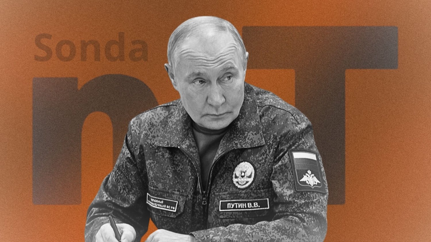 Władimir Putin. W tle plansza Sonda naTemat.