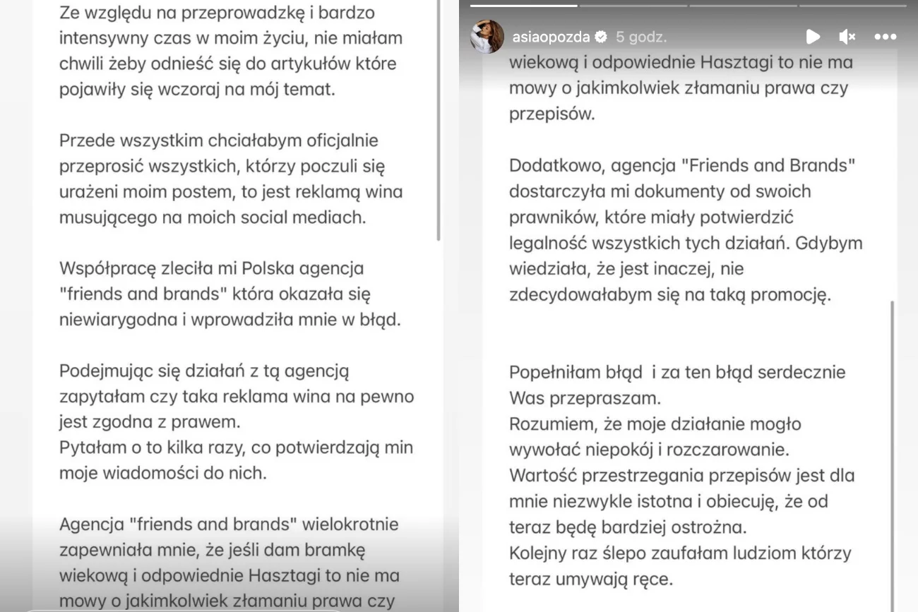 Joanna Opozda reklamowała alkohol. Teraz odpowiada na zarzuty prokuratury