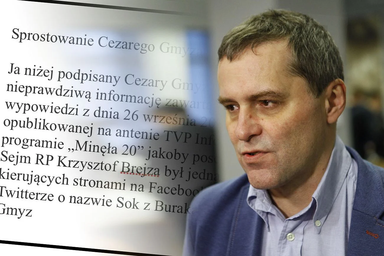 Cezary Gmyz zamieścił na Twitterze sprostowanie ws. swoich wypowiedzi o Krzysztofie Brejzie Cezary Gmyz z TVP.