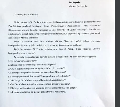 Treść interpelacji poselskiej, jaką Agnieszka Pomaska złożyła 14 czerwca