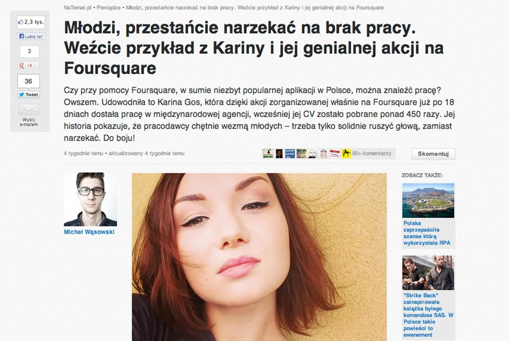 Tekst o Karinie Gos dostał w naTemat ponad 2,3 tysiąca Waszych lajków