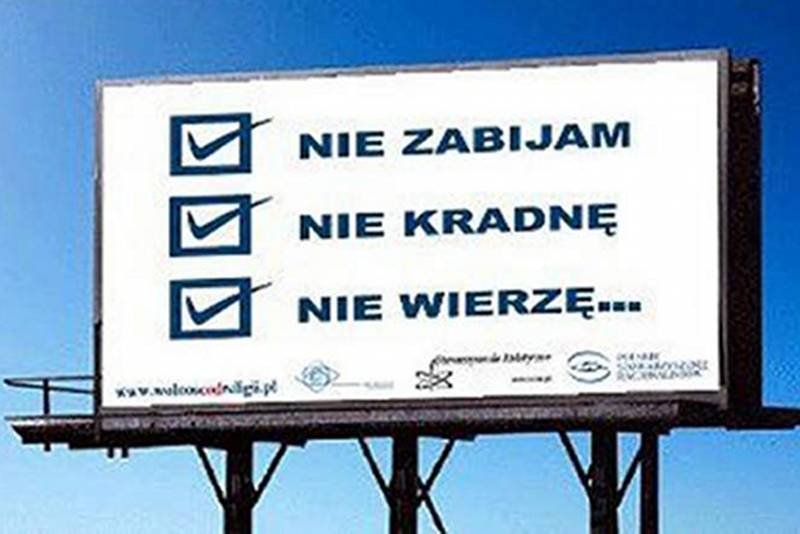 Bilboard ateistyczny fundacji Wolność od Religii