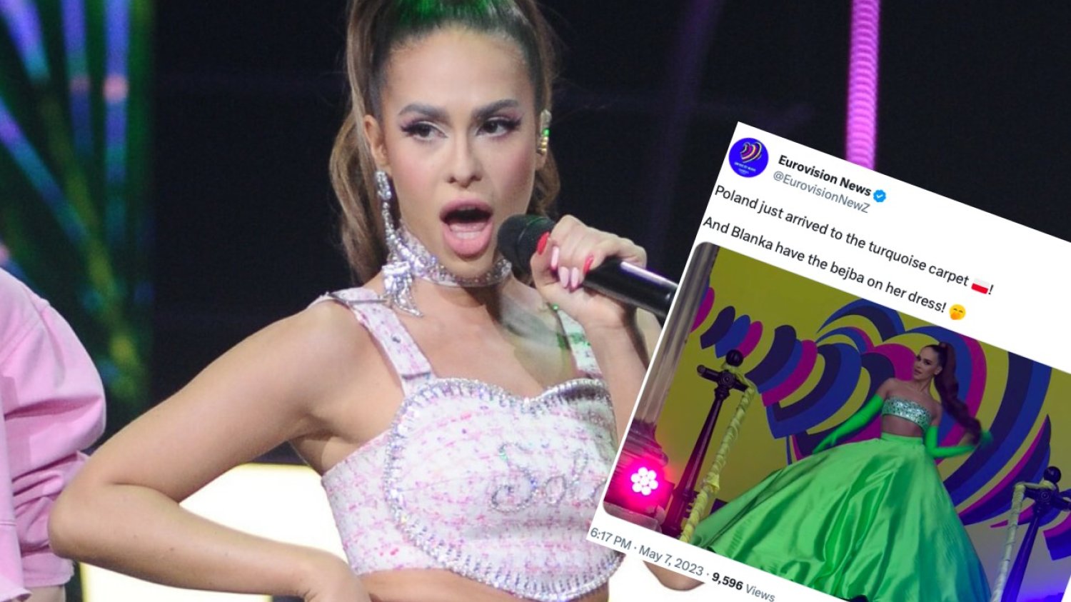 Blanka na ceremonii otwarcia Eurowizji. Założyła suknię z napisem "Bejba" Blanka na ceremonii otwarcia Eurowizji. Założyła suknię z napisem "Bejba"