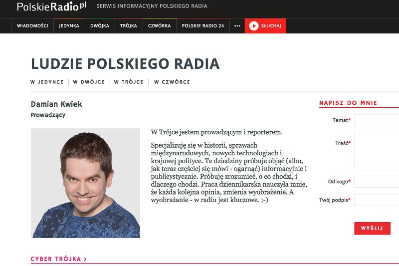 Wziął udział w akcji w obronie radiowej Trójki. Dobra zmiana właśnie podziękowała Damianowi Kwiekowi