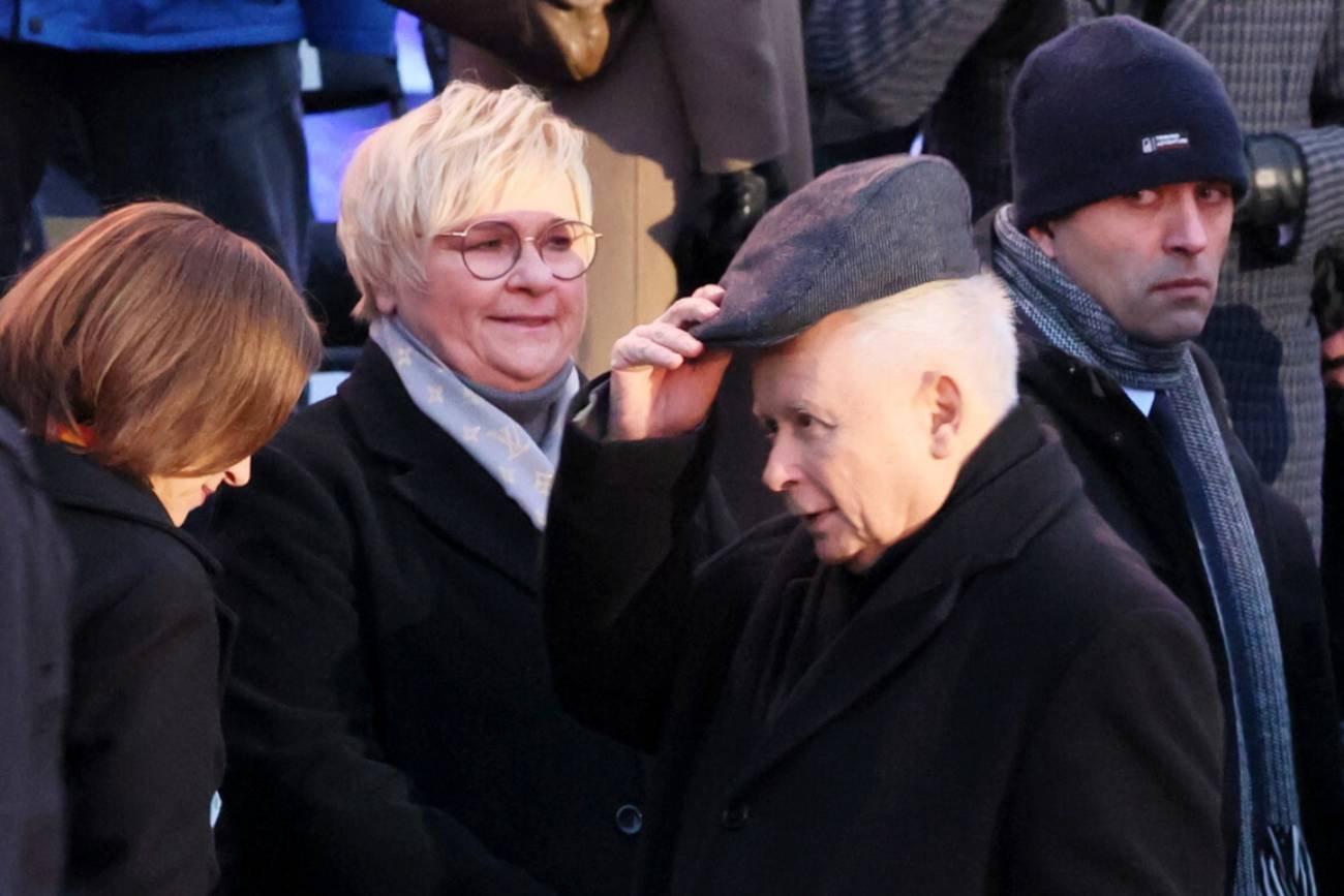 Jarosław Kaczyński przed przemówieniem Joe Bidena