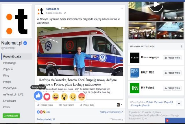 Zamiast lajka przajta tymu. Oto Facebook po śląsku