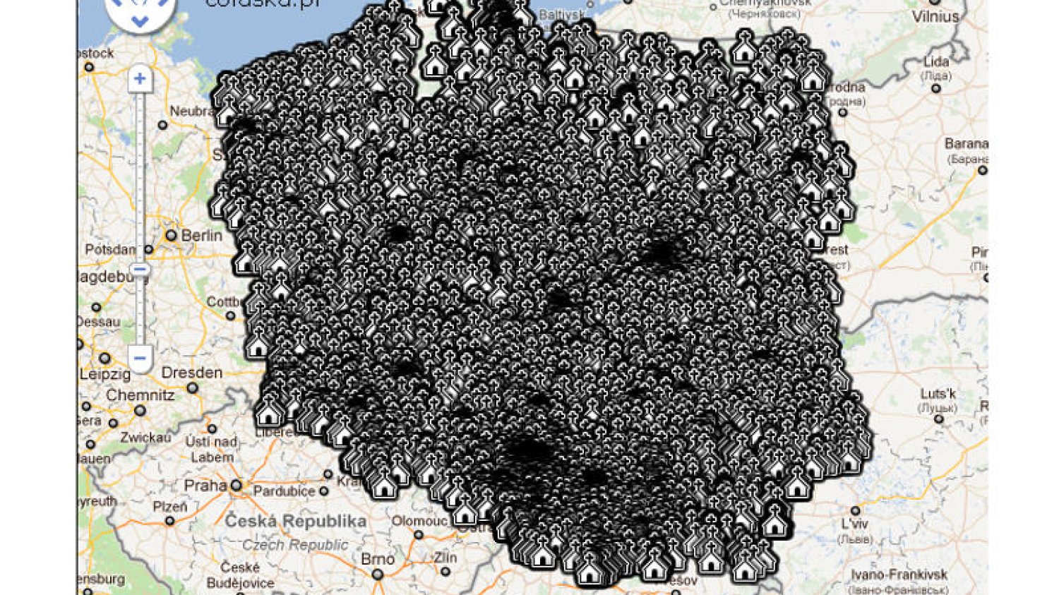 Mapa polskich parafii robi furorę w sieci.
