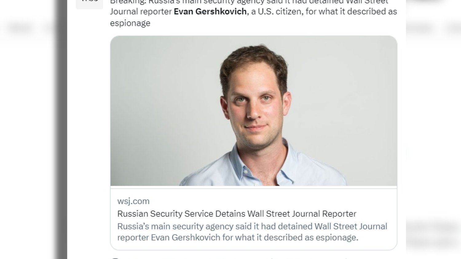 Evan Gershkovich, dziennikarz "The Wall Street Journal", został zatrzymany przez rosyjskie służby