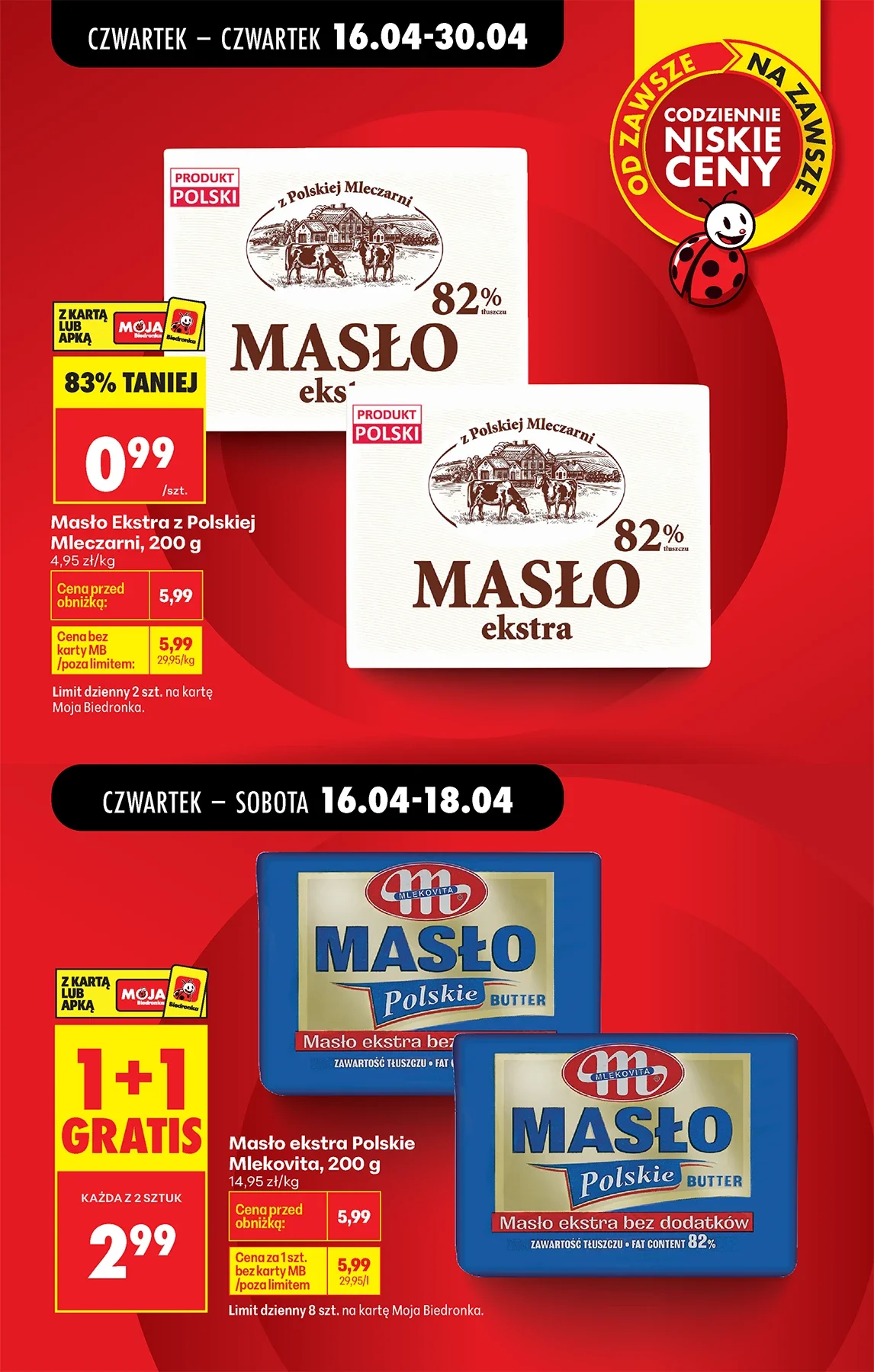 Nowy rekord w cenie masła pobity. Lidl schodzi poniżej 99 groszy Nowy rekord w cenie masła pobity. Lidl schodzi poniżej 99 groszy