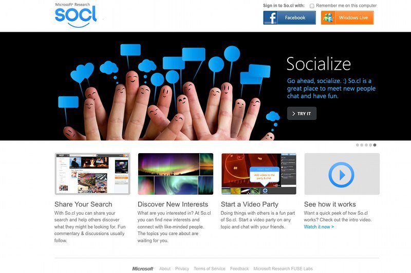 Strona startowa Microsoft Socl