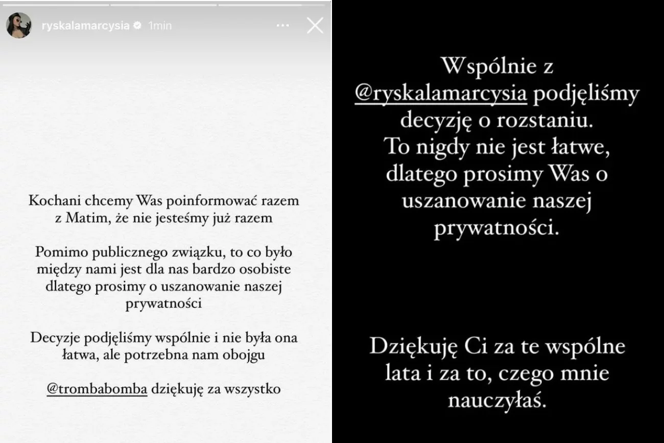 Marcysia i Tromba z Ekipy Friza rozstali się. Wiadomo, kto podjął decyzję