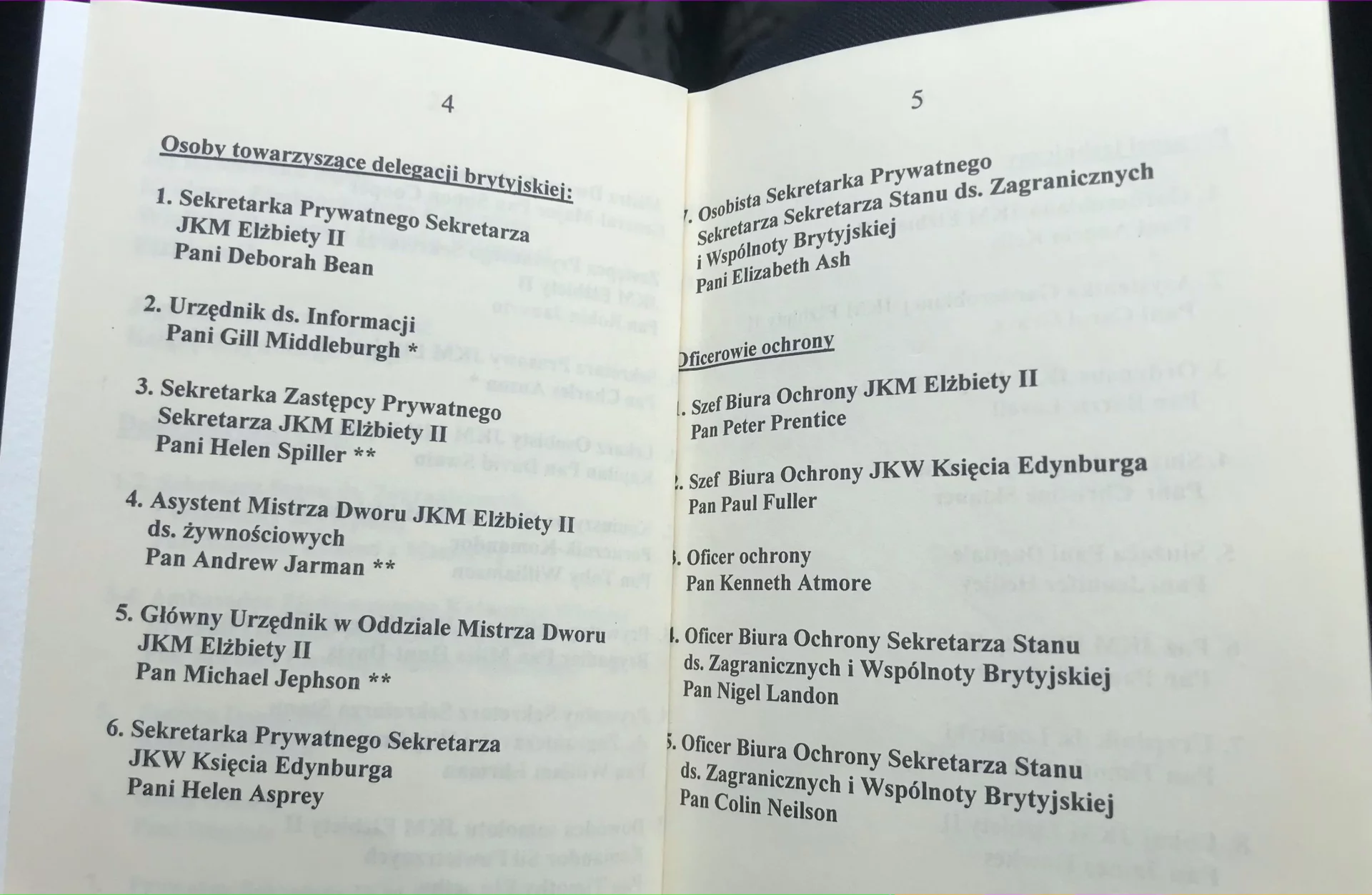 Osoby towarzyszące delegacji brytyjskiej (archiwum prywatne Jerzego Dziewulskiego).