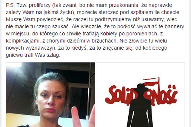 Dziennikarka w ostrych słowach zwraca się do obrońców życia, którzy pikietowali pod toruńskim szpitalem.