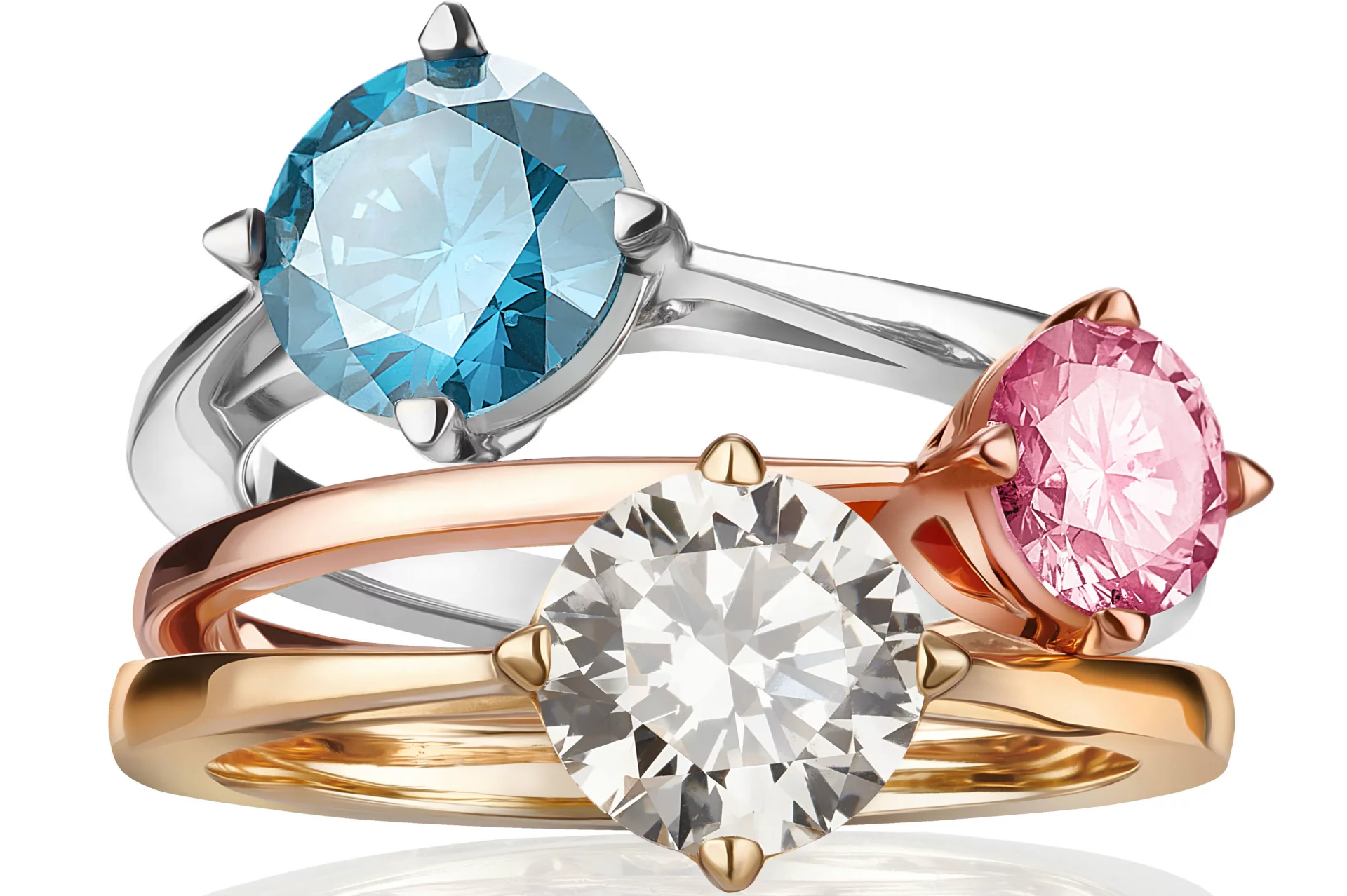 Różnokolorowe pierścionki z kolekcji New Diamond by W.KRUK