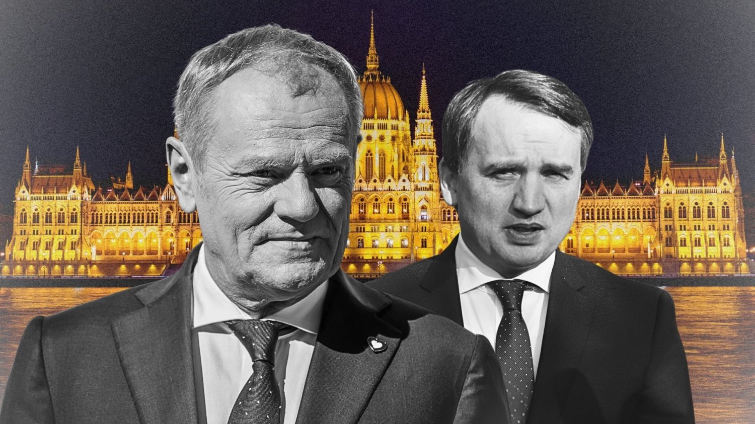 Donald Tusk ponownie skomentował azyl Zbigniewa Ziobry na Węgrzech. Donald Tusk, Zbigniew Ziobro. W tle widok na Budapeszt na Węgrzech