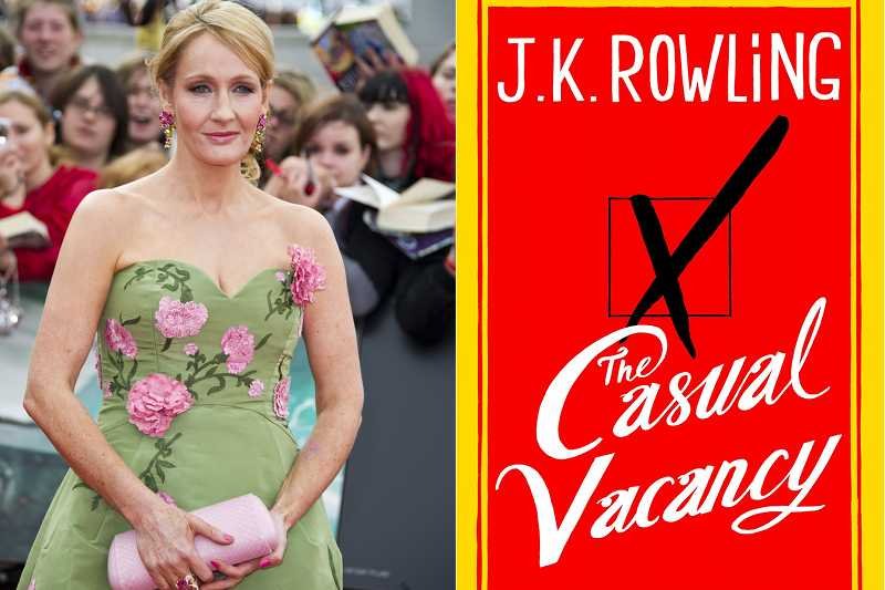 Autorka "Harry'ego Pottera" J.K. Rowling i okładka jej nowej książki "Casual Vacancy" ("Trafny wybór")