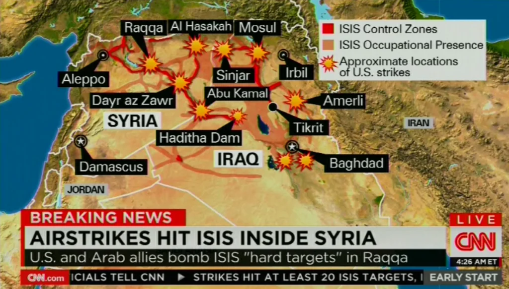 Mapa nalotów w Syrii i Iraku