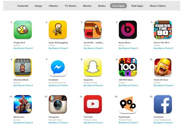 Najpopularniejsze bezpłatne aplikacje – iTunes