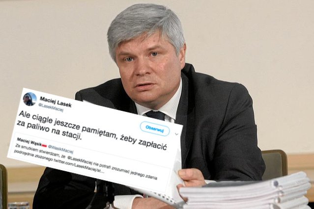 Maciej Lasek odgryzł się na Twitterze posłowi Wąsikowi wypominając mu wstydliwą  historię sprzed kilku lat.