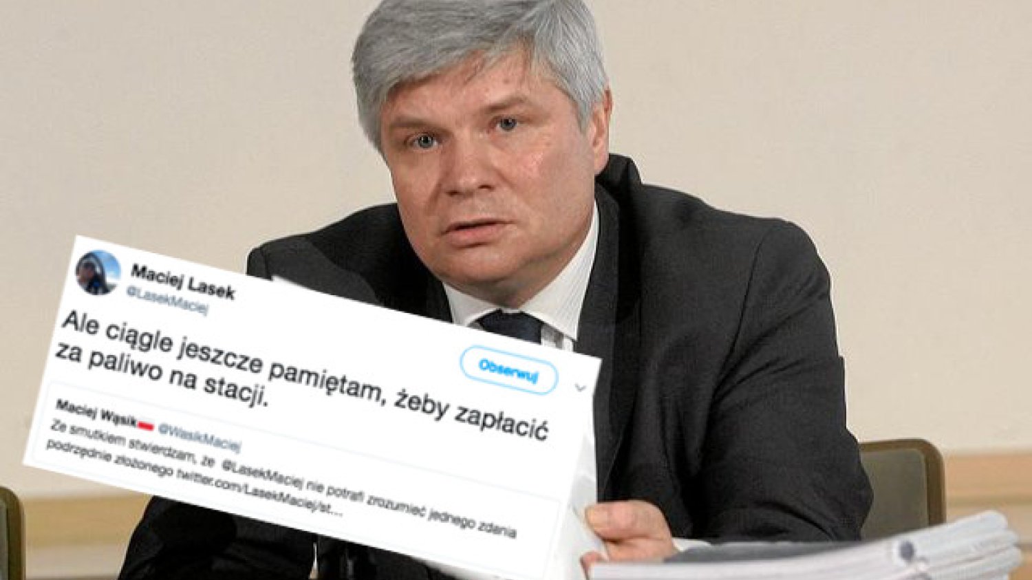 Maciej Lasek odgryzł się na Twitterze posłowi Wąsikowi wypominając mu wstydliwą  historię sprzed kilku lat.