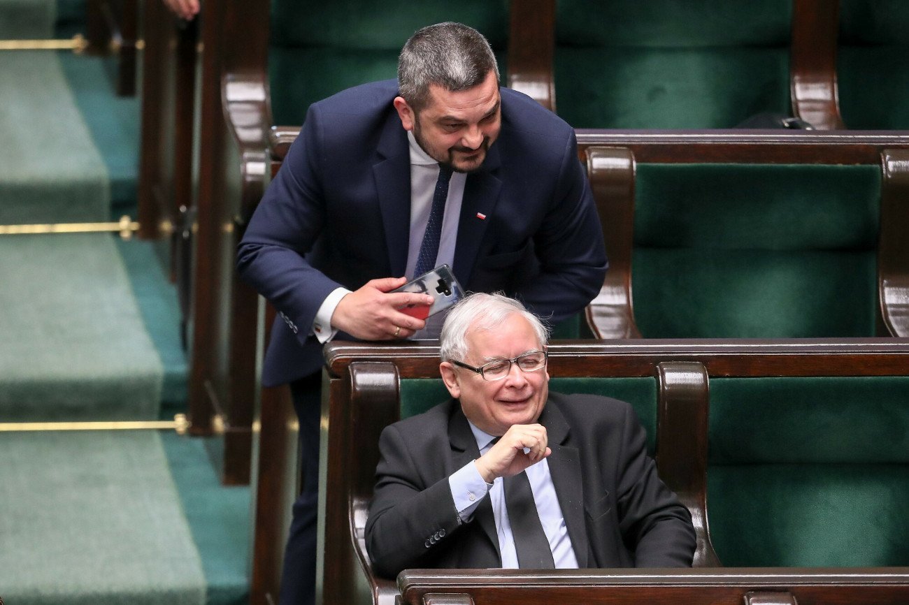 Sekretarz generalny PiS Krzysztof Sobolewski i prezes partii Jarosław Kaczyński.