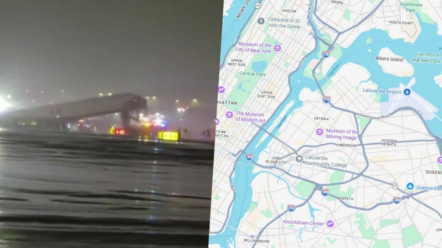 Samolot Air Canada Express z Montrealu zderzył się z pojazdem na lotnisku LaGuardia.