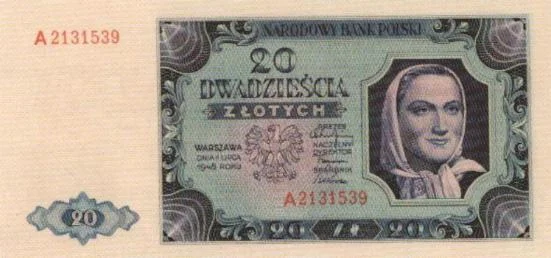 20 złotych, emisja NBP z 1 lipca 1948 roku.