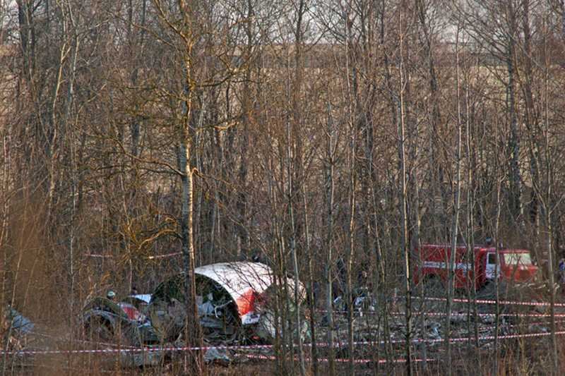 Wrak prezydenckiego tupolewa w Smoleńsku.