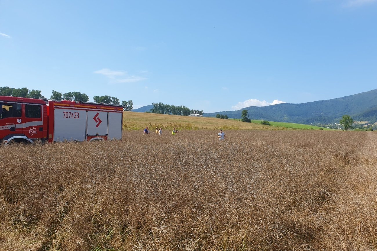 Wypadek w Lipowej pod Żywcem. Na ziemię spadł samolot.