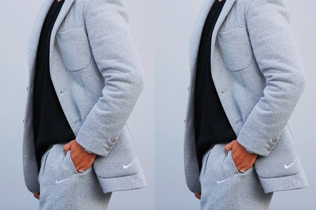 Dresowy garnitur. Czyli szarą dresówkę można jednak nosić do pracy?