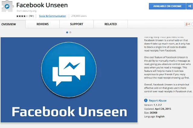 Aplikacja Facebook Unseen blokuje komunikaty potwierdzające przeczytanie wiadomości