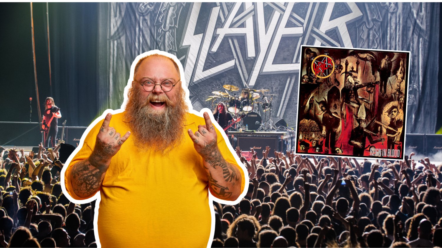 Fan metalu, w tle koncert Slayera