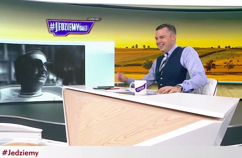 "Jedziemy", nowy program TVP byłego członka PiS Michała Rachonia, jest wypełniony śmiechem prowadzącego z własnych żartów.
