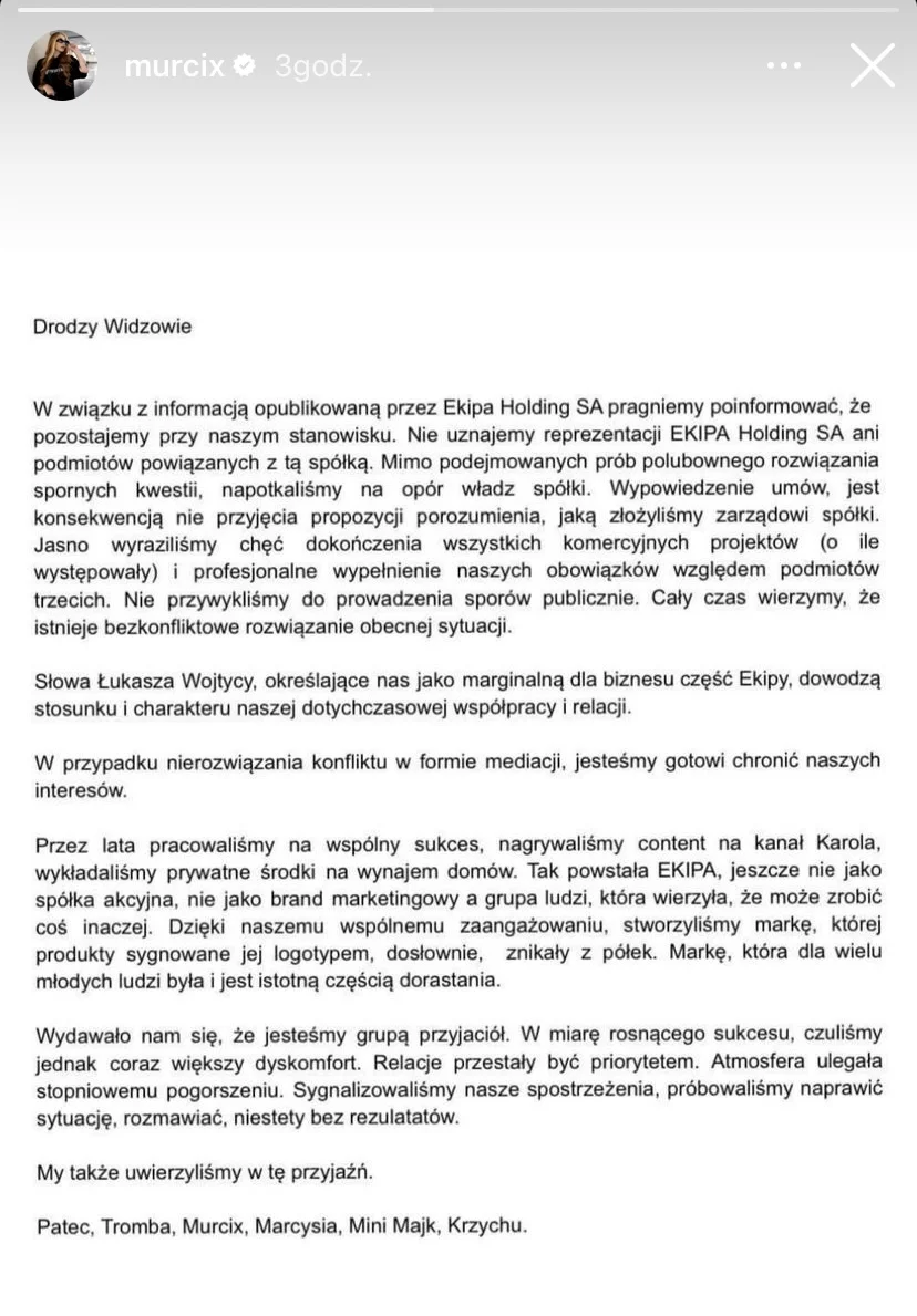 Słynna "Ekipa" jednak "bierze rozwód". Influencerzy wydali oświadczenie
