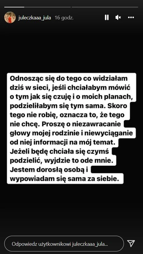 Julia Wróblewska o wywiadzie mamy.